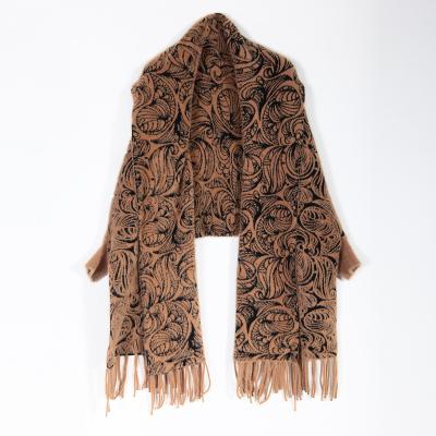 China Anti-pilling Fringed Wool Plaid Scarf Women Warm Scarves Tassels Grid Wrap Shawl Winter Cover Up Scarf for sale