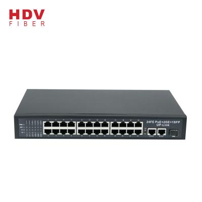 China POE Ethernet DC 48V 6.25A 24FE POE+2GE UP+1G SFP POE Switch 24 Port for sale