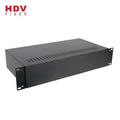 China FTTH 19 Inch 2U 14 Slots Ports Rack Mountable Fiber Media Converter Chassis for sale