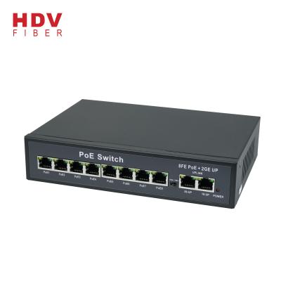 China Support PoE IP Camera Manufacturer OEM ODM 8*10/100M Poe Port 2*10/100/1000M Uplink Poe Ethernet Switch for sale