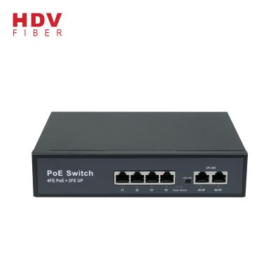 China Support PoE IP Camera 10/100M 6 POE Port Switch with 4* 100M POE Port and 2* Uplink Ethernet Smart Switch for sale