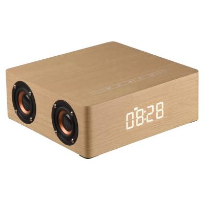 China Trending New 2021 Video Call Products Touch U Disk 3 In 1 Multifunctional Portable Wooden LED Display Alarm Clock Speaker Wireless Speakers for sale