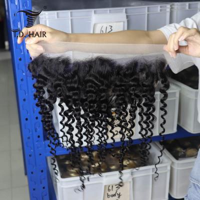 China This Hair Can Be Human Hair 13x6 Transparent Lace Grade 10A Virgin Hair Bleach Deep Wave HD Headband for sale