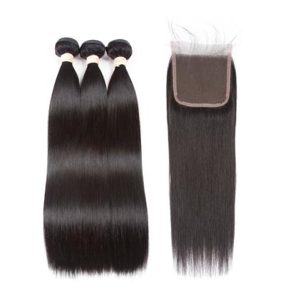 China Could Be Dyed Hair 100% TD Unprocessed No Chmical Straight Brazilian Virgin Hair Hair Bundles With Closure for sale