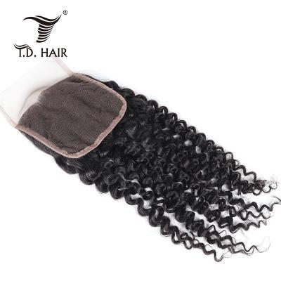 China Straight Raw Unprocessed Cutilce Aligned Kinky Curly Virgin Hair 4*4 Swiss Lace Closure For Black Women for sale