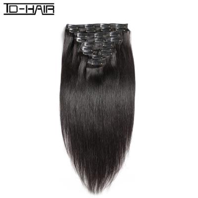 China 100% Real Silky Straight Raw Full Wave Virgin Hair Cuticle Aligned Straight Clip In Hair Extension 9pieces 18pcs Clips for sale