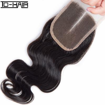 China Free Middle Part Lace Closure Silky Straight Wave/Part Part/Three Part Virgin Hair 4x4 Brazilian Middle Body Wave Factory Sale Directly for sale