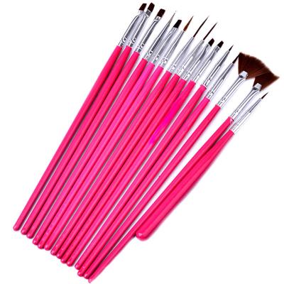 China 15pcs/set Durable Good Quality Soft Synthetic Hair Nail Art Set Brush For Nail Painting Tool for sale