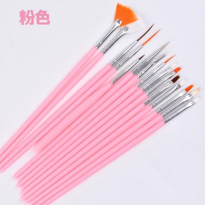 China Wholesale 15pcs/set Nail Art Tools Durable Plastic Handle Soft Hair Nail Art Brush kolinsky for sale