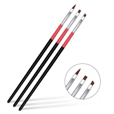 China NAIL 3pcs Acrylic UV Gel Carve Painting Nylon Nail Art Brush Set For Nail Art for sale