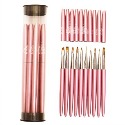 China High Quality Acrylic Nail Art Brush Set Rose Gold 10pcs NAIL For Nail UV Gel Painting for sale