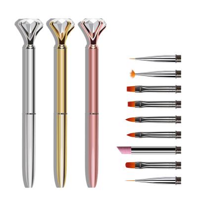 China Easy Apply Detachable Brush Head Diamond Nail Art Brush Set Shiny For Nail Decoration Supplies for sale