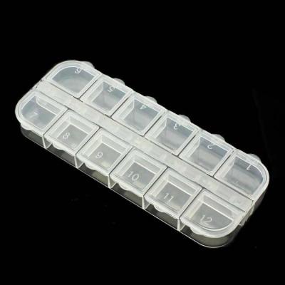 China Flip Cover 12 Row Eco-friendly Double Grid Cover 12 Tier Jewelry Tool Nail Diamond Single Opening Box for sale