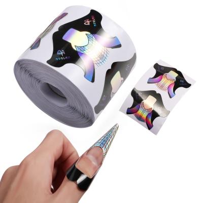 China Easy Apply Laser Thick Nail Holder Nail Extension Paper Tool 100/300 Piece Fish Shaped Nail Extension Paper Holder for sale