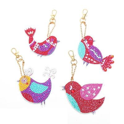 China Full DrillCrafts Diamond Buckle DIY Handmade Birds Decor Portable Diamond Key Chain Ring Decor for sale