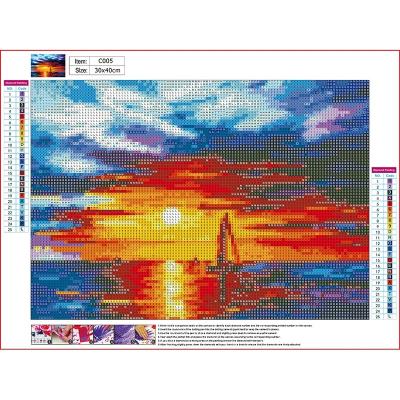 China Cartoon Sunrise Seascape Partial Diamond Painting Round Shape Partial Drill Glow Cross Stitch Wall Painting Home Decor for sale