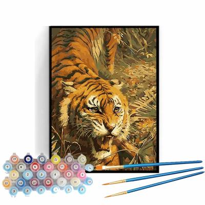 China Modern Tiger Oil Painting Kits Paint By Number For Wall Decoration Oil Painting By Numbers for sale