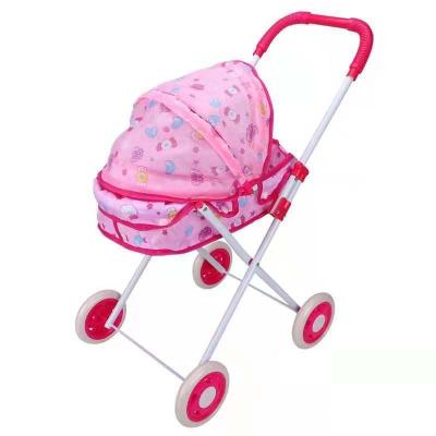 China Folding Play Iron Trolley Lovely Baby - Doll Stroller Toy Children's Kindergarten Year 5 Pretend Play Iron Trolley Folding Lovely Baby Carrier Toy Pink Doll Stroller Toy for sale