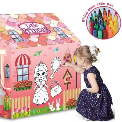 China Children Drawing Tent DIY Doodle Painting Educational Creative Playhouse Pretend Camping Play Toys House Kids Drawing Tent for sale