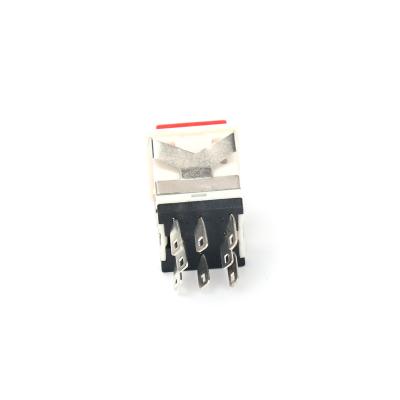 China PC XCE KD2-22 Plastic Push Button Switch 17MM 2NO2NC Momentary/Self-Return with Head LED Illumination 8 Square Pins 3A 250VAC/6A 125VAC for sale