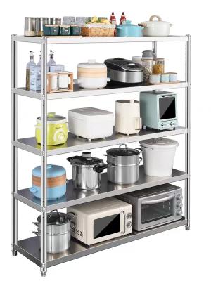 China CE BSCI Kitchen Floor 5 Tier Stainless Steel Storage Shelf Box High Capacity for sale