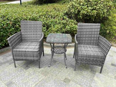 China Grey 2 Seater Rattan Table And Chairs Bistro Patio Seating Chair Garden Relaxation Furniture for sale