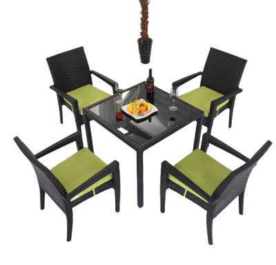 China Black Wicker Patio Dining Table Garden Restaurant Dinning Table Set for sale