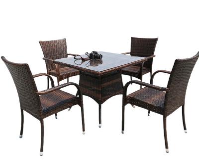 China Grey Square Outdoor Wicker Dining Table Rattan Chair Outdoor Furniture Rattan for sale