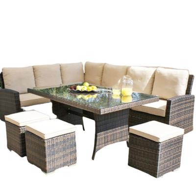 China 3 Seater Garden Rattan Sofa Modern Lift Table Backyard Sectional With Lift Table for sale