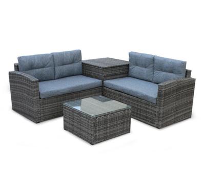 China L Shape Pe Rattan Sofa Conversation Sectional Sofa Storage Box Backyard Porch Poolside for sale