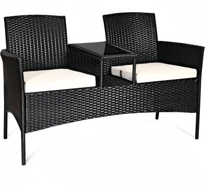 China 153cm Loveseat Set Patio Wicker Conversation Set Rattan Removable Cushions for sale