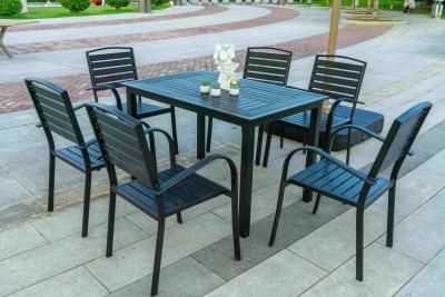 China 7 Pieces Extendable Modern Black Patio Restaurant 9 Piece Dining Sets Outdoor Garden Porch Aluminum Table and 8 Seater for sale