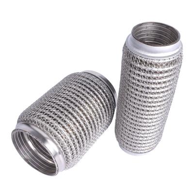 China High Quality Stainless Steel Car Exhaust Pipe Double Hose Braided Flex Connector Joint Tube For Muffler for sale