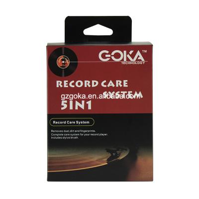 China Vinyl Record Cleaning 5in1 LP Brush Kit Wood Vinyl Record Cleaning and Vinyl Record Care Set for sale