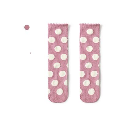 China Breathable Suitable Price Good Quality Lovely White Dots Ribbed Newborn Baby Knee High Boots 1 for sale