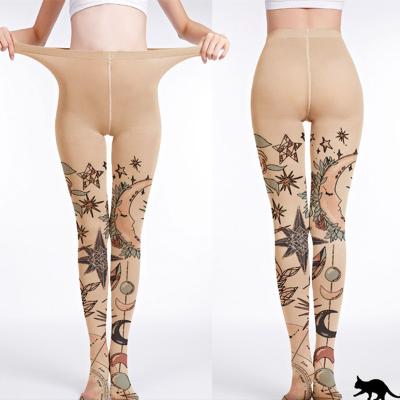 China Antibacterial Socksmate Cosplay Cartoon Printed Stockings Paint Moon Fashion Girls Leggings Pantyhose Gray Stars Vintage Plus Size Silk Tights for sale