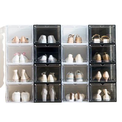 China Unique Design Hot Sale Folding Transparent Clear Plastic Storage Shoes Display Box for sale