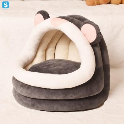 China Cat House Washable Cushion Fluffy Non Slip Cute Pet Bed Luxury Stocked Pet Beds and Accessories Soft Pet Cave Beds for sale