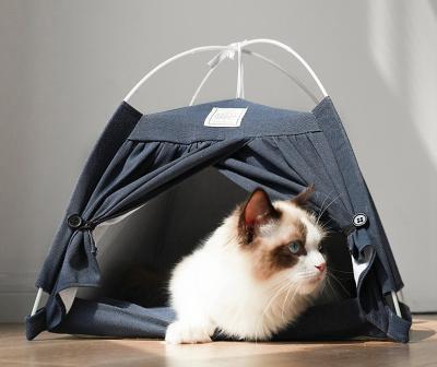 China Creative Soft Custom Detachable Dog Stocked Cat Bed Pet Bed Tent Linen Cat Tent House Removable Luxury for sale