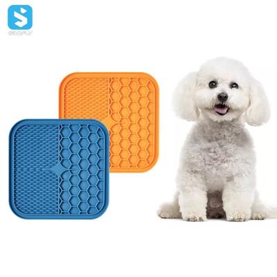 China Food Grade Silicone Feeder Viable Pet Bath Lick Mats Sucking Plate Mat Pet Bowl for sale