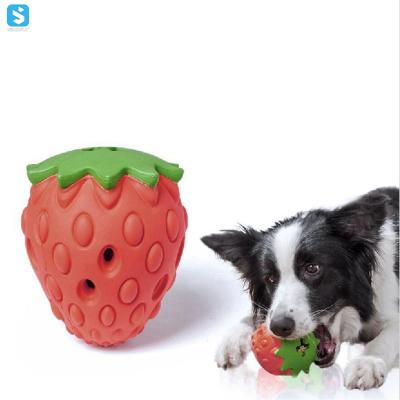 China High Quality Viable Strawberry Shape Dog Toys For Chewers Aggressive Rubber Indestructible Dog Toy Teeth Cleaning Durable Pet Ttoy for sale