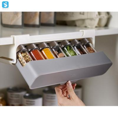 China Multifunctional Kitchen Organizer Rotating Storage Holder Under-shelf Organizer Spice Bottle Storage Rack for sale