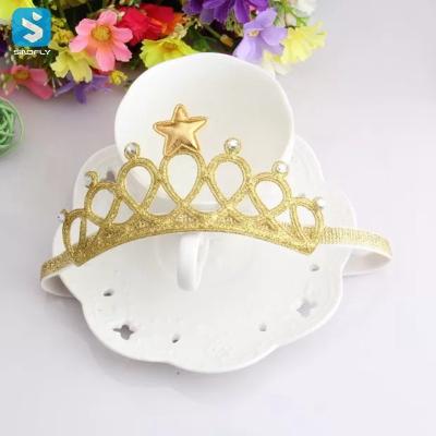 China Wholesale Hair Accessories Baby Hair Accessories Low Price Solid Color Crystal Princess Headband For Kid Shiny Crown Hair Band For Baby for sale