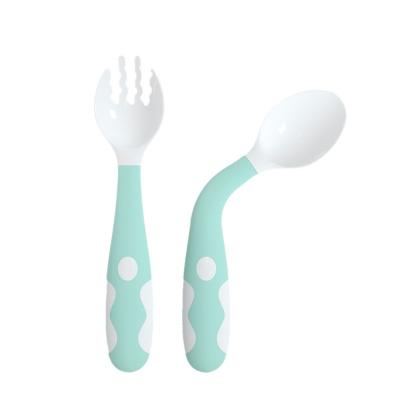 China Sustainable High Quality Cute Baby Spoon Set Soft Baby Feeding Spoon And Fork Arbitrary Bending Baby Spoon for sale