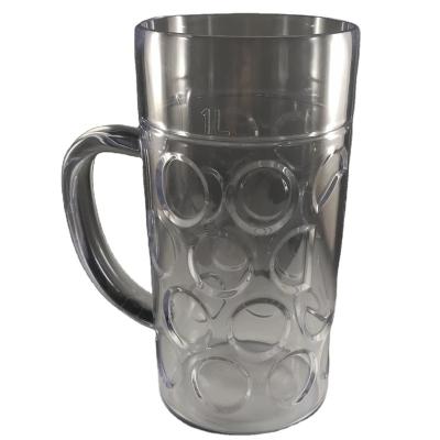 China China factory wholesale custom unbreakable plastic beer transparent 1250ml unbreakable plastic beer mugs for sale