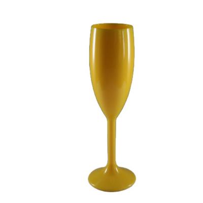 China Factory Wholesale Unbreakable Reusable Wine Glass 6 Ounce Unbreakable Plastic PC Cup Champagne Flutes Yellow Plastic Goblet 170ml China for sale