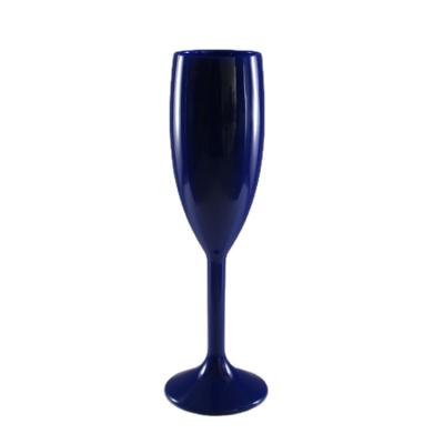 China Factory Wholesale Reusable 6 Ounce Champagne Tumbler Flutes Navy Blue Unbreakable Plastic Glass Cup Tumbler 170ml China From PC for sale