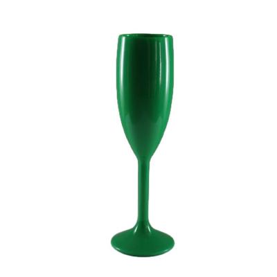 China Factory Wholesale Unbreakable Reusable Wine Glass 6 Ounce Unbreakable Plastic PC Cup Champagne Flutes Green Plastic Goblet 170ml China for sale