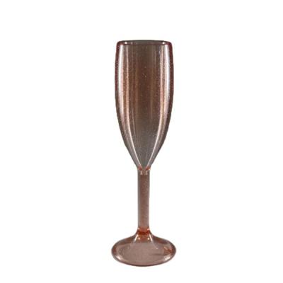 China Factory Wholesale Reusable Plastic Wine Glass 170ml China PC Champagne Tumbler Flutes Clear Pink Plastic Cup 6 Ounce Unbreakable Tumbler for sale