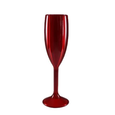 China Factory Wholesale Reusable Plastic Wine Glass 170ml China PC Champagne Tumbler Flutes Clear Red Plastic Cup 6 Ounce Unbreakable Tumbler for sale